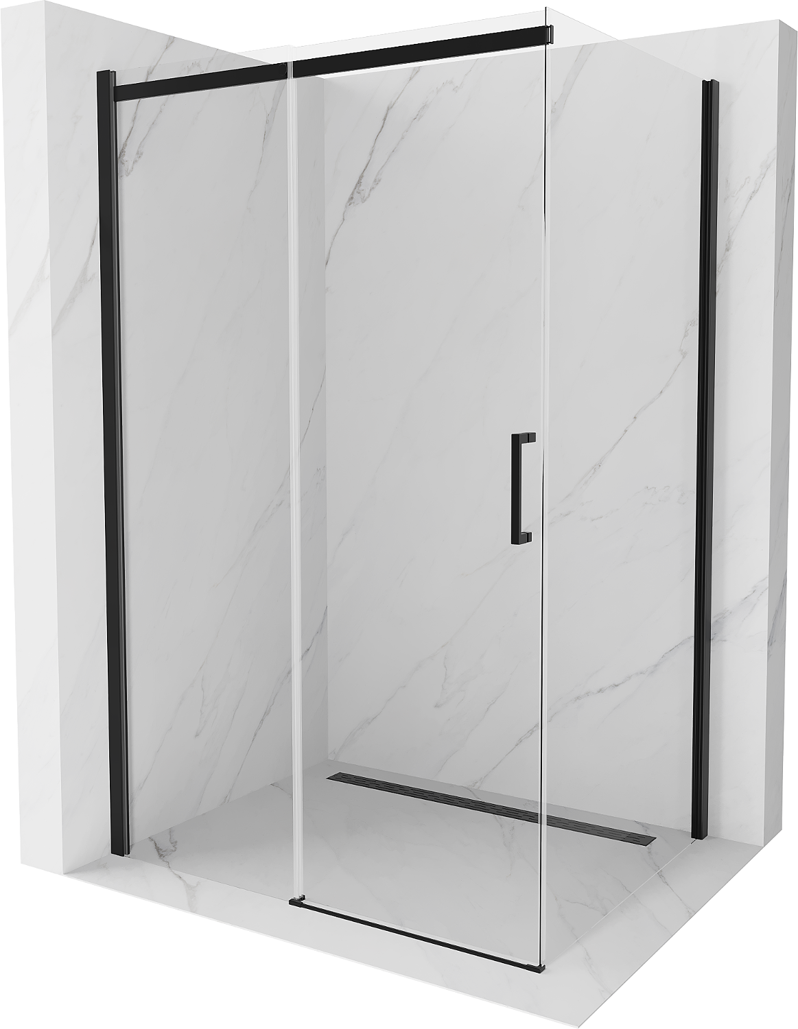 Mexen Omega kabina prysznicowa rozsuwana 110 x 80 cm, transparent, czarna - 825-110-080-70-00