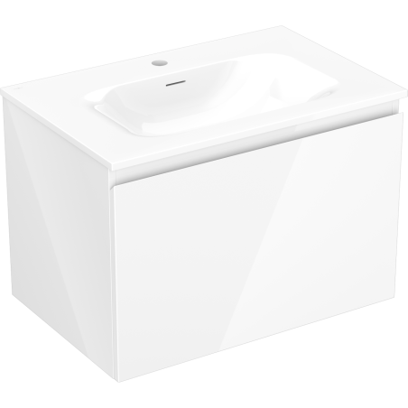 Mexen Orio Badezimmerschrank 70 cm mit Waschbecken Vela, 1 Schublade, weiß glänzend - 91A10-07047-1-BF00-W23M00