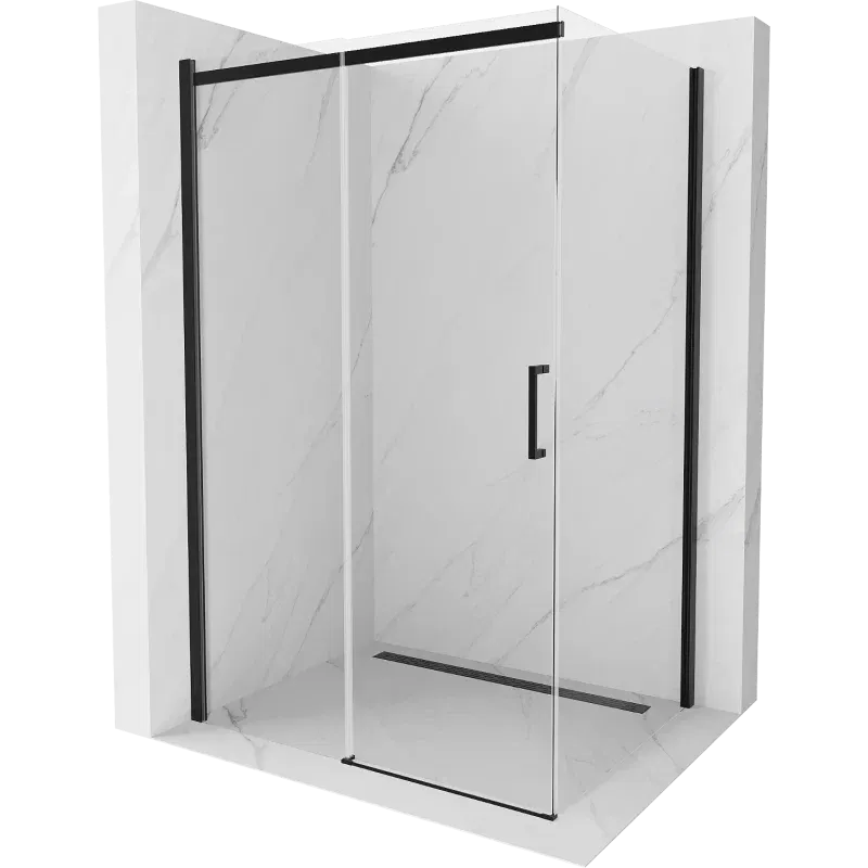 Mexen Omega cabine de duche deslizante 120 x 80 cm, transparente, preta - 825-120-080-70-00