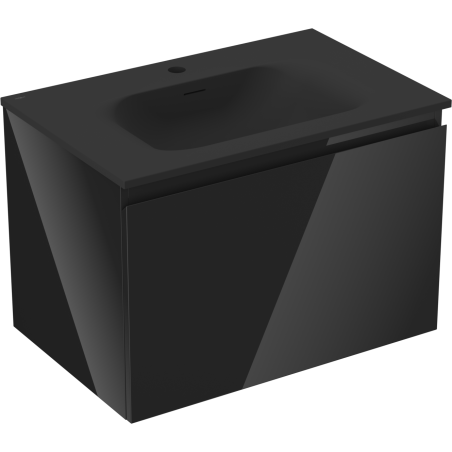 Mexen Orio Badschrank 70 cm mit Waschbecken Vela, 1 Schublade, schwarz glänzend/schwarz matt - 91A10-07047-1-BF70-W23M71