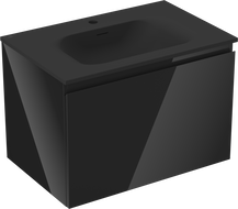 Mexen Orio mueble de baño 70 cm con lavabo Vela, 1 cajón, negro brillo/negro mate - 91A10-07047-1-BF70-W23M71