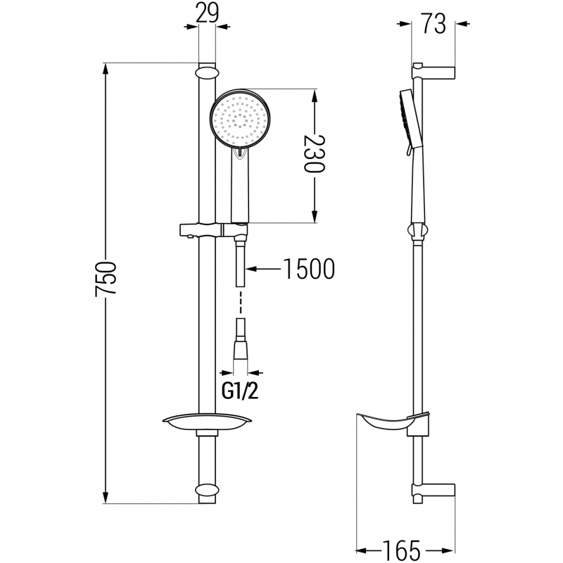 Mexen DB75 ensemble de douche coulissante, noir - 785754584-70