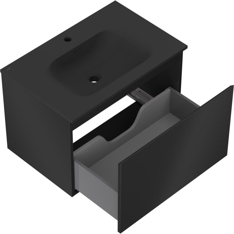 Mexen Orio mobile da bagno 70 cm con lavabo Vela, 1 cassetto, nero opaco - 91A10-07047-1-BF71-W23M71