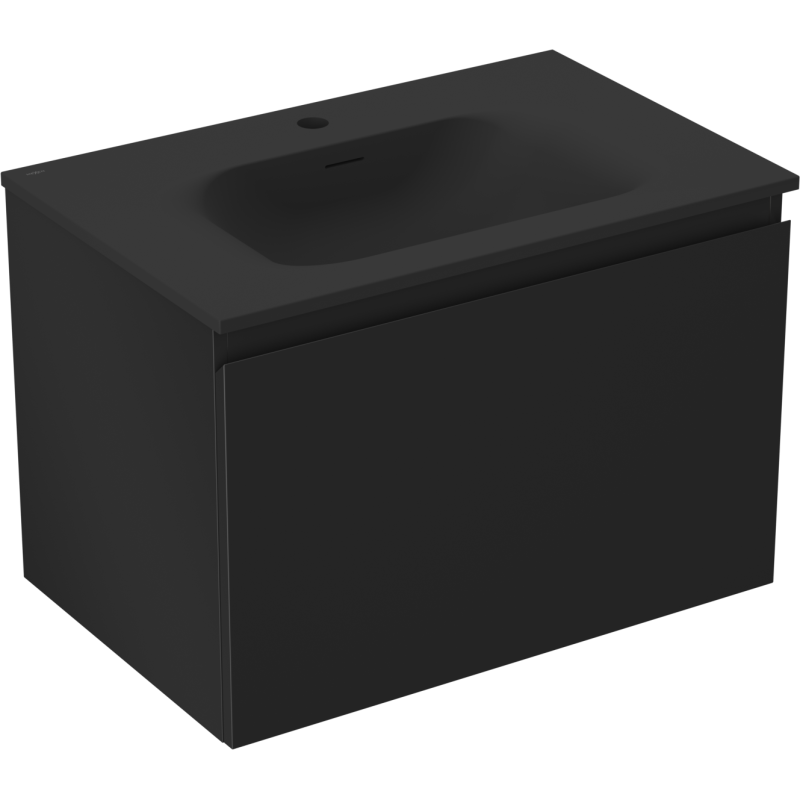 Mexen Orio Badezimmerschrank 70 cm mit Waschbecken Vela, 1 Schublade, schwarz matt - 91A10-07047-1-BF71-W23M71