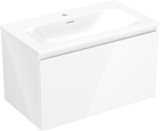 Mexen Orio Badezimmerschrank 80 cm mit Waschbecken Vela, 1 Schublade, Hochglanz weiß - 91A10-08047-1-BF00-W23M00