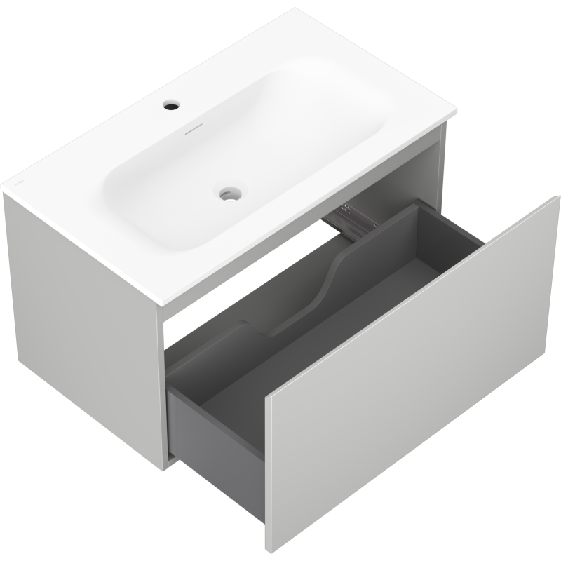 Mexen Orio badkamerkast 80 cm met wastafel Vela, 1 lade, grijs mat/wit mat - 91A10-08047-1-BF62-W23M01
