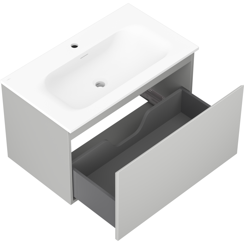 Mexen Orio bathroom cabinet 80 cm with Vela basin, 1 drawer, grey matt/white matt - 91A10-08047-1-BF62-W23M01