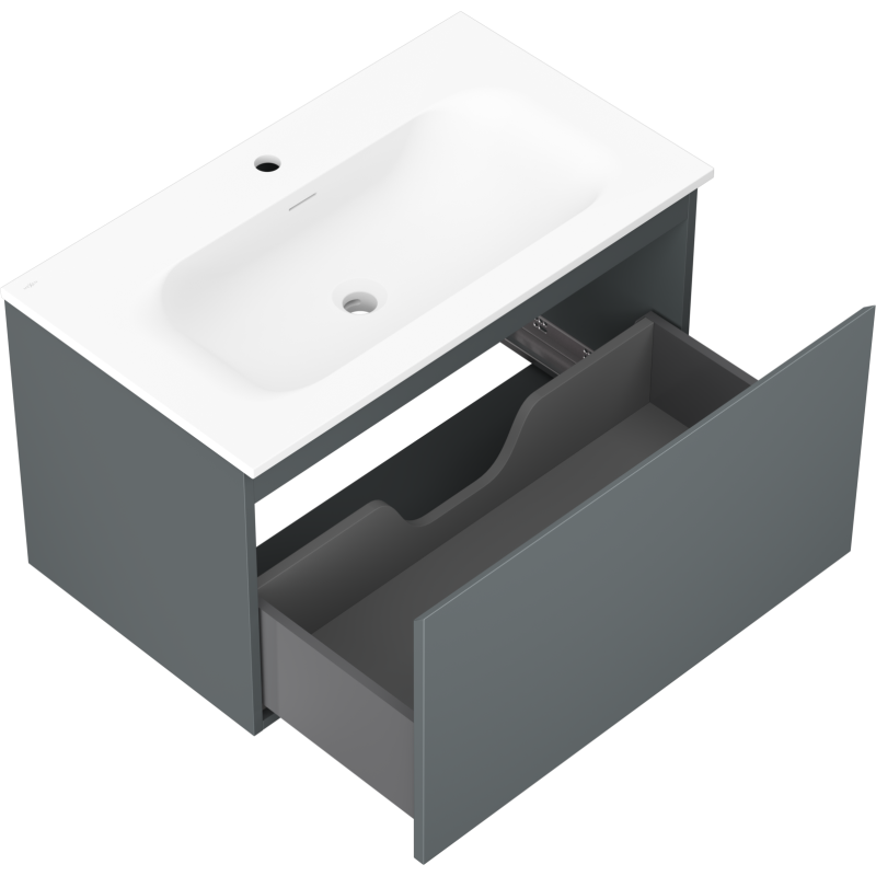 Mexen Orio bathroom cabinet 80 cm with Vela sink, 1 drawer, matte graphite/white matte - 91A10-08047-1-BF66-W23M01