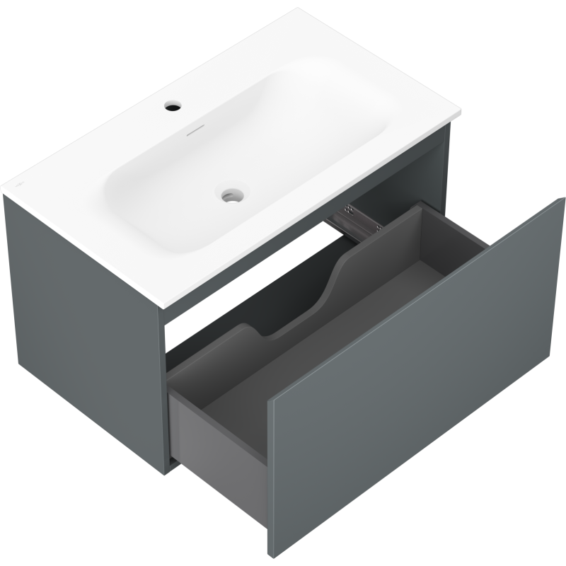 Mexen Orio mobile da bagno 80 cm con lavabo Vela, 1 cassetto, grafite opaco/bianco opaco - 91A10-08047-1-BF66-W23M01