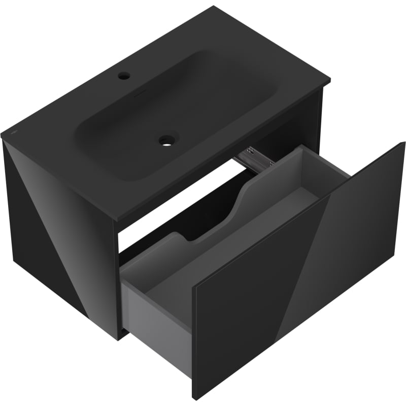 Mexen Orio mobile bagno 80 cm con lavandino Vela, 1 cassetto, nero lucido/nero opaco - 91A10-08047-1-BF70-W23M71