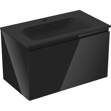 Mexen Orio Badezimmerschrank 80 cm mit Waschbecken Vela, 1 Schublade, schwarz glänzend/schwarz matt - 91A10-08047-1-BF70-W23M71