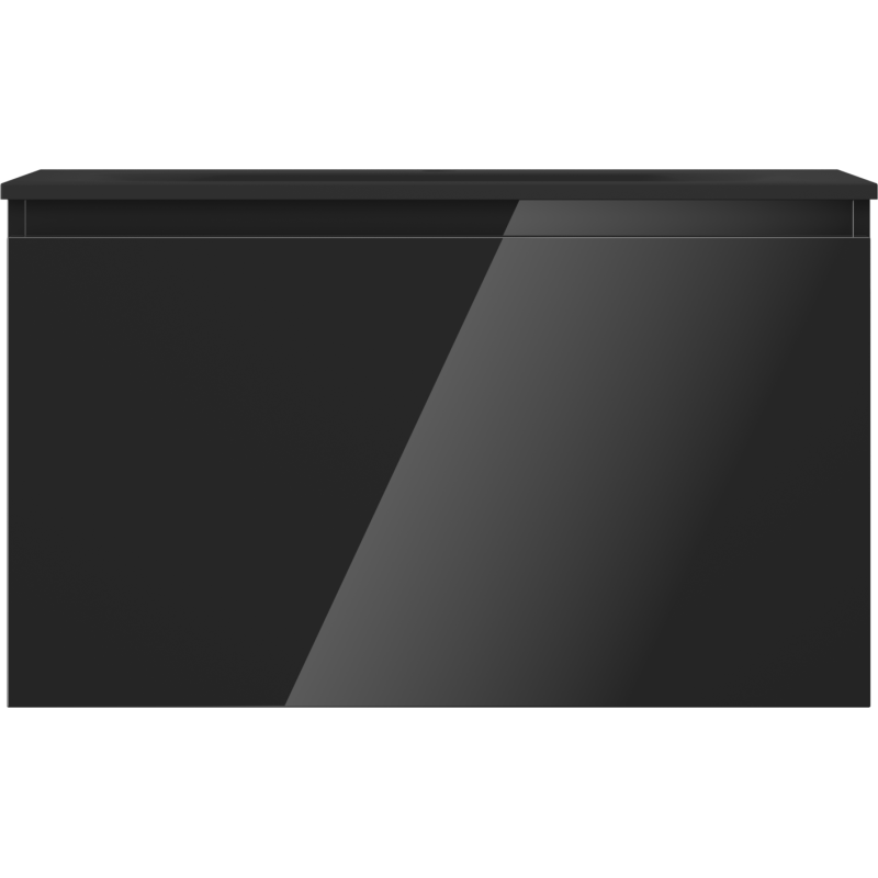 Mexen Orio Badezimmerschrank 80 cm mit Waschbecken Vela, 1 Schublade, schwarzer Glanz/schwarze Matt - 91A10-08047-1-BF70-W23M71