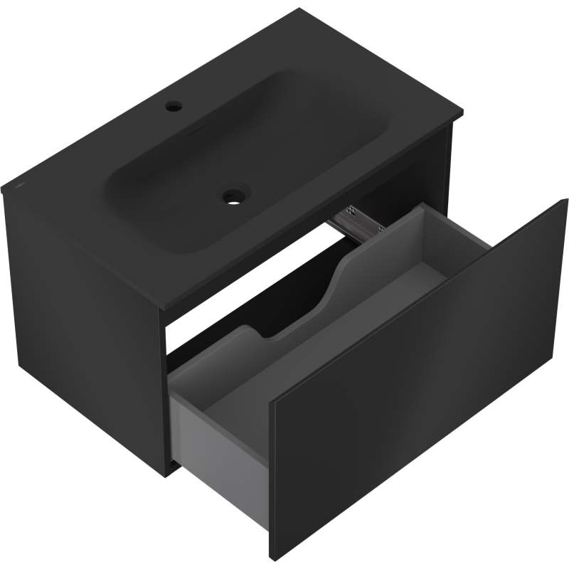 Mexen Orio gabinete de baño de 80 cm con lavabo Vela, 1 cajón, negro mate - 91A10-08047-1-BF71-W23M71
