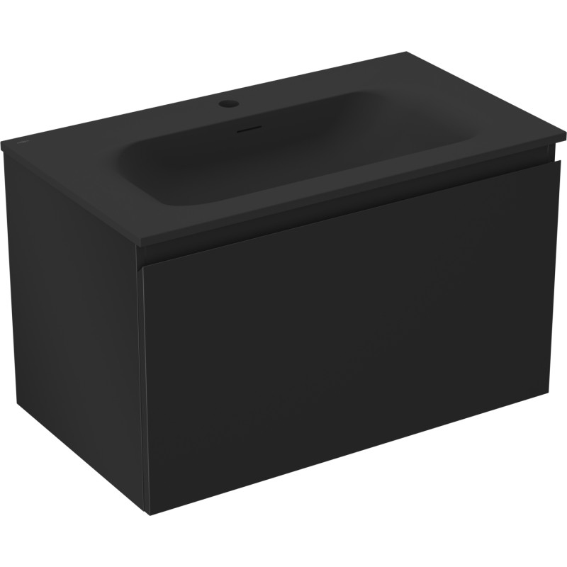 Mexen Orio kupaonski ormaric 80 cm s umivaonikom Vela, 1 ladica, crna mat - 91A10-08047-1-BF71-W23M71