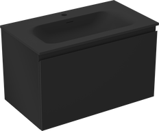 Mexen Orio gabinete de baño de 80 cm con lavabo Vela, 1 cajón, negro mate - 91A10-08047-1-BF71-W23M71