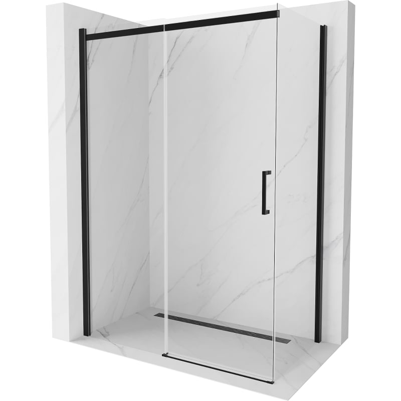 Mexen Omega liuguks dušinurk 140 x 80 cm, läbipaistev, must - 825-140-080-70-00