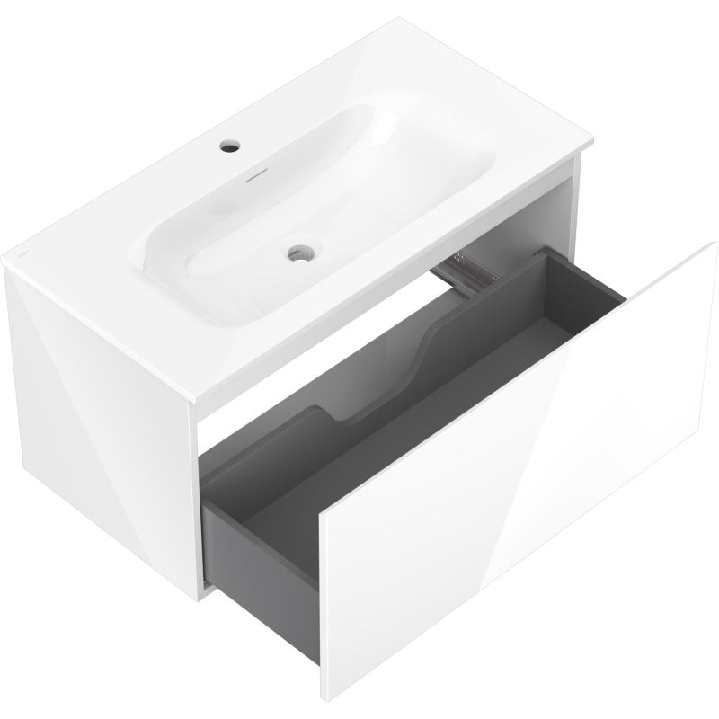 Mexen Orio mobiletto da bagno 90 cm con lavabo Vela, 1 cassetto, bianco lucido - 91A10-09047-1-BF00-W23M00