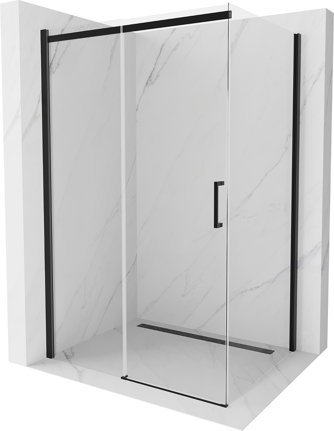 Mexen Omega kabina prysznicowa rozsuwana 140 x 100 cm, transparent, czarna - 825-140-100-70-00