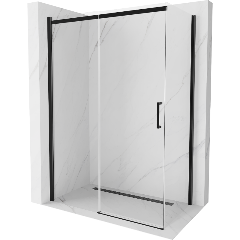 Mexen Omega douchecabine schuifdeur 150 x 80 cm, transparant, zwart - 825-150-080-70-00