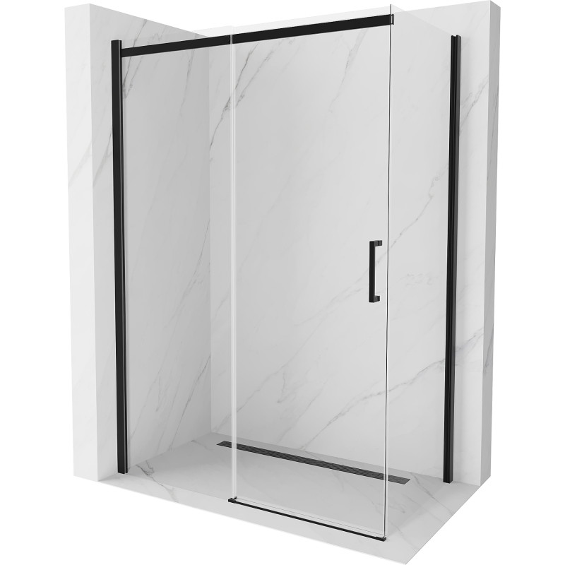 Mexen Omega klizna tuš kabina na razvlačenje 150 x 80 cm, prozirna, crna - 825-150-080-70-00