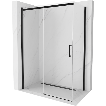 Mexen Omega klizna tuš kabina na razvlačenje 150 x 80 cm, prozirna, crna - 825-150-080-70-00