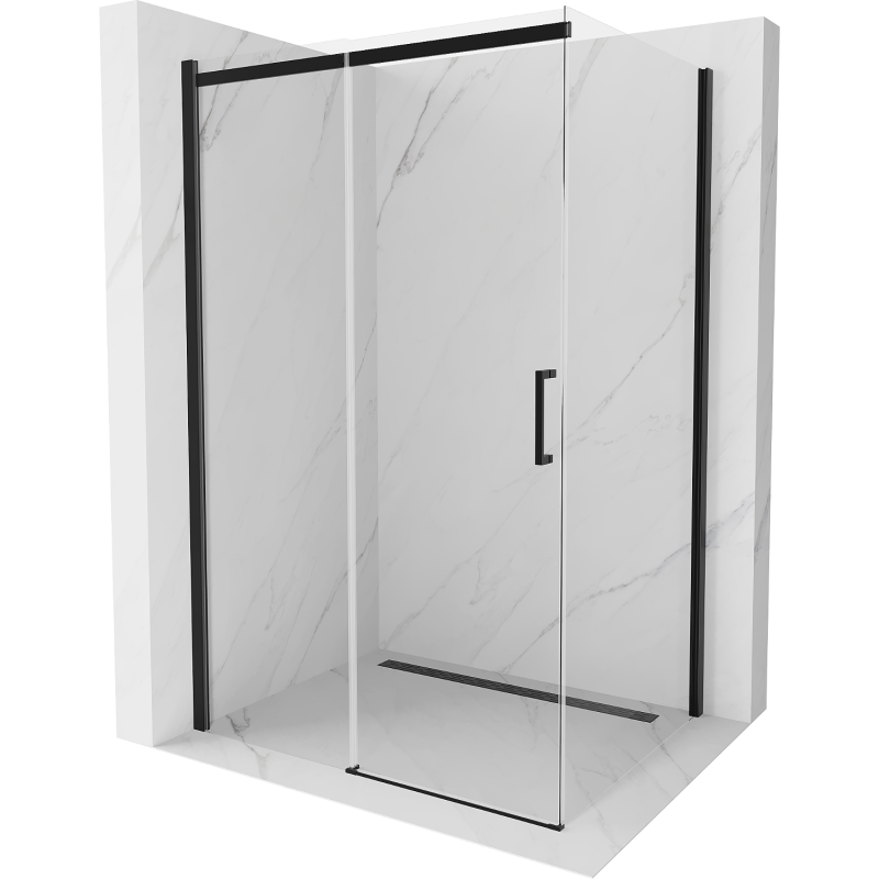 Mexen Omega schuifdouchecabine 150 x 90 cm, transparant, zwart - 825-150-090-70-00
