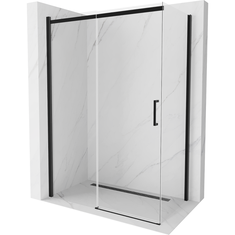Mexen Omega schuifdouchecabine 160 x 90 cm, transparant, zwart - 825-160-090-70-00