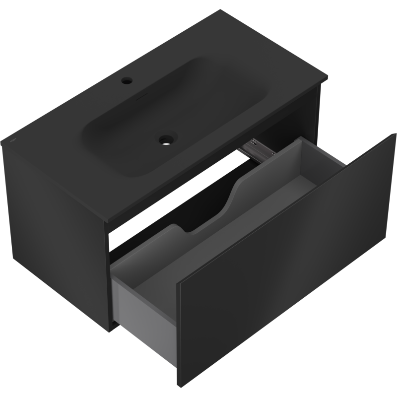 Mexen Orio meuble de salle de bains 90 cm avec lavabo Vela, 1 tiroir, noir mat - 91A10-09047-1-BF71-W23M71