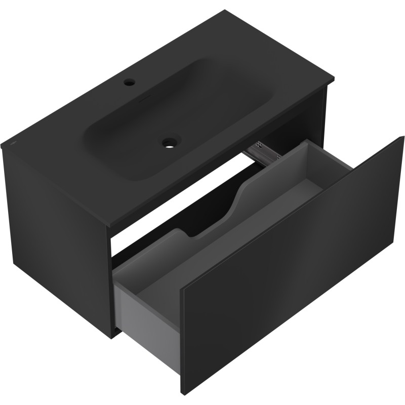 Mexen Orio mobiletto da bagno 90 cm con lavabo Vela, 1 cassetto, nero opaco - 91A10-09047-1-BF71-W23M71