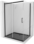 Mexen Omega kabina prysznicowa rozsuwana 100 x 80 cm, transparent, czarna + brodzik Flat, czarny - 825-100-080-70-00-4070B