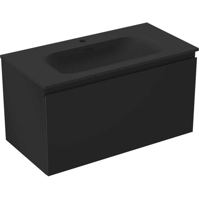 Mexen Orio meuble de salle de bains 90 cm avec lavabo Vela, 1 tiroir, noir mat - 91A10-09047-1-BF71-W23M71