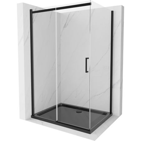 Mexen Omega Duschkabine 100 x 90 cm, transparent, schwarz + Flat Duschwanne, schwarz - 825-100-090-70-00-4070B