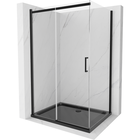 Mexen Omega ühele poole avanev dušikabiin 100 x 90 cm, läbipaistev, must + Flat alus, must - 825-100-090-70-00-4070B
