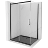 Mexen Omega schuifdouchecabine 100 x 90 cm, transparant, zwart + Flat douchebak, zwart - 825-100-090-70-00-4070B