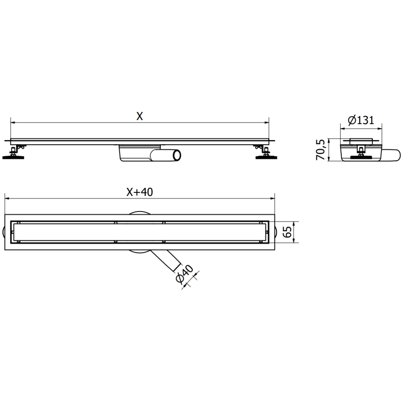 Mexen Flat 360° M08 odpływ liniowy obrotowy 60 cm, gun gray szczotkowany - 1E25060-40