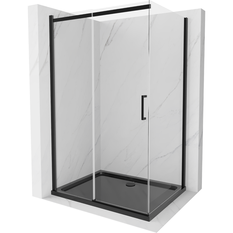 Mexen Omega cabine de douche coulissante 120 x 90 cm, transparent, noir + receveur Flat, noir - 825-120-090-70-00-4070B