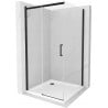 Mexen Omega Duschkabine zum Schieben 100 x 100 cm, transparent, schwarz + Flat Duschwanne, weiß - 825-100-100-70-00-4010B