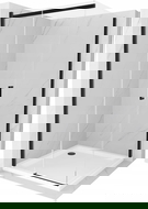 Mexen Omega drsna prha 100 x 100 cm, prosojna, črna + pladenj Flat, bel - 825-100-100-70-00-4010B