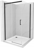 Mexen Omega klizna tuš kabina 100 x 100 cm, prozirna, crna + plitica Flat, bijela - 825-100-100-70-00-4010B