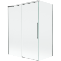Mexen Rox vannitoapaneel, 2-osaline, lükand 120 + 70 x 150 cm, läbipaistev, kroom - 8C9-120-070-01-00