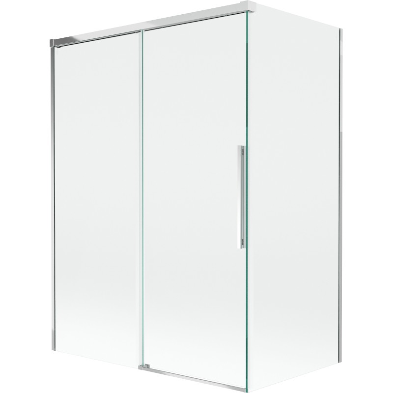 Mexen Rox vannitoapaneel, 2-osaline, lükand 120 + 70 x 150 cm, läbipaistev, kroom - 8C9-120-070-01-00
