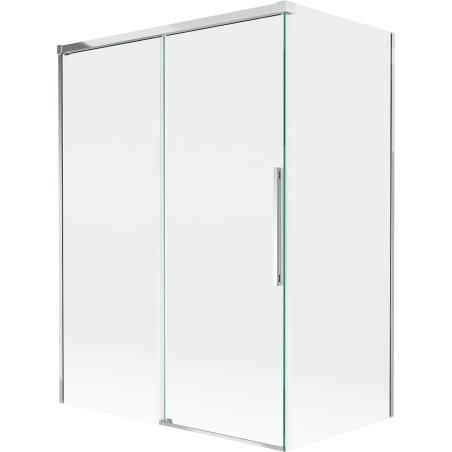 Mexen Rox vannitoapaneel, 2-osaline, lükand 120 + 70 x 150 cm, läbipaistev, kroom - 8C9-120-070-01-00