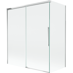 Mexen Rox badscherm 2-delig schuifbaar 140 + 70 x 150 cm, transparant, chroom - 8C9-140-070-01-00