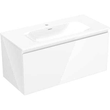 Mexen Orio bathroom cabinet 100 cm with Vela sink, 1 drawer, white gloss - 91A10-10047-1-BF00-W23M00