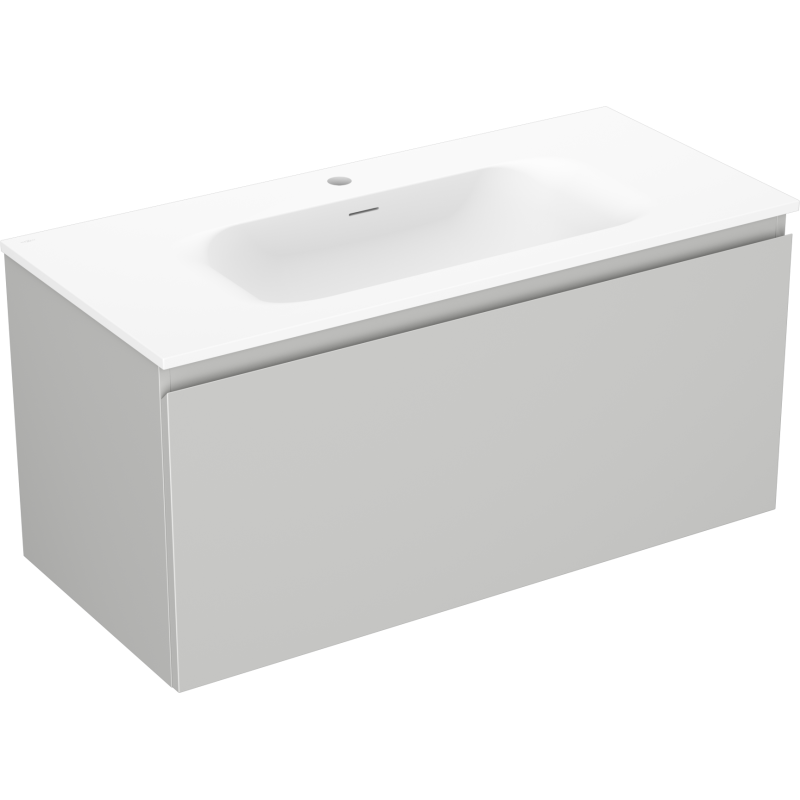 Mexen Orio Badezimmerschrank 100 cm mit Waschbecken Vela, 1 Schublade, grau matt/weiß matt - 91A10-10047-1-BF62-W23M01