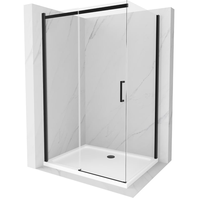 Mexen Omega sliding shower cabin 120 x 80 cm, transparent, black + Flat tray, white - 825-120-080-70-00-4010B