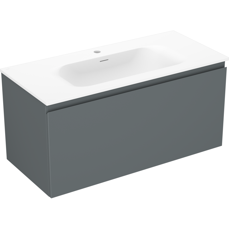 Mexen Orio Badezimmerschrank 100 cm mit Waschbecken Vela, 1 Schublade, grafit matt/weiß matt - 91A10-10047-1-BF66-W23M01
