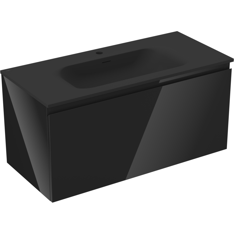 Mexen Orio gabinete de baño 100 cm con lavabo Vela, 1 cajón, negro brillo/negro mate - 91A10-10047-1-BF70-W23M71