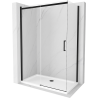 Mexen Omega 130 x 70 cm liuguks dušinurk, läbipaistev, must + Flat dušialus, valge - 825-130-070-70-00-4010B