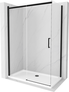Mexen Omega kabina prysznicowa rozsuwana 130 x 70 cm, transparent, czarna + brodzik Flat, biały - 825-130-070-70-00-4010B